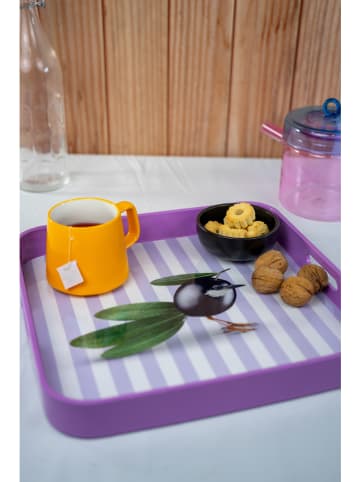 WD lifestyle Taca dekoracyjna "Olive" w kolorze fioletowo-białym - 34 x 34 cm