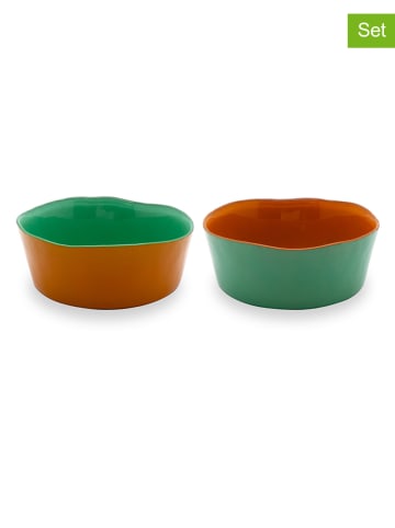 WD lifestyle 2-delige set: kommen groen/oranje - Ø 13 cm