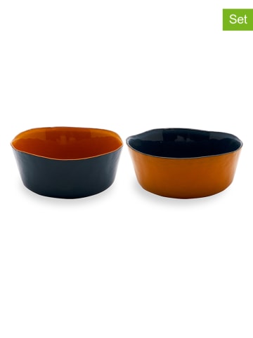 WD lifestyle 2-delige set: kommen oranje/donkerblauw - Ø 16 cm
