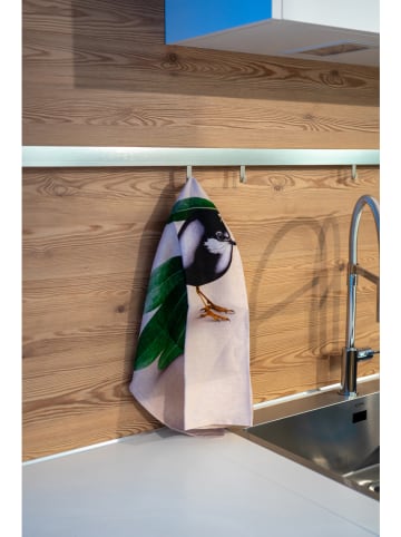 WD lifestyle Linnen theedoek "Olive" beige/groen/zwart - (L)65 x (B)50 cm