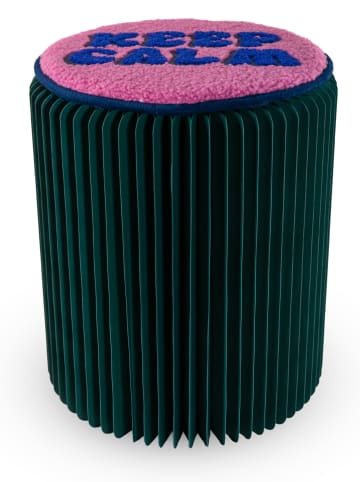 WD lifestyle Hocker "Keep Calm" w kolorze jasnoróżowo-zielonym - wys. 35 x Ø 30 cm