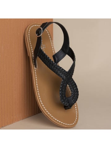 Les BAGATELLES Leder-Zehensandalen "Chadrima" in Schwarz