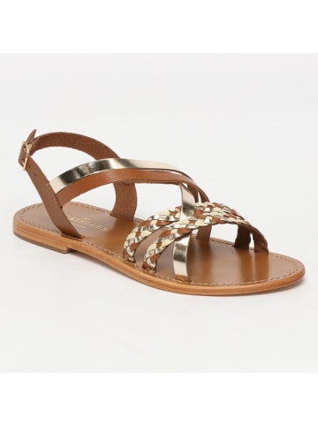 Les BAGATELLES Leder-Sandalen "Jengibre" in Gold/ Hellbraun