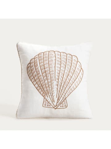 Homla Kussenhoes ''Prem'' wit/lichtbruin - (L)45 x (B)45 cm