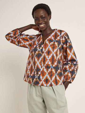Lanius Blouse camel/wit/zwart