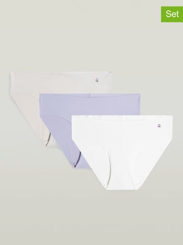 G-Star 3er-Set: Slips in Weiß/ Flieder/ Creme
