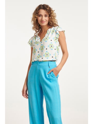 Smashed Lemon Blouse groen/lichtblauw/wit