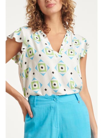 Smashed Lemon Blouse groen/lichtblauw/wit