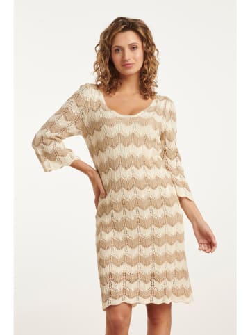 Smashed Lemon Strickkleid in Beige/ Weiß