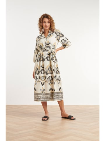 Smashed Lemon Kleid in Creme/ Schwarz/ Beige