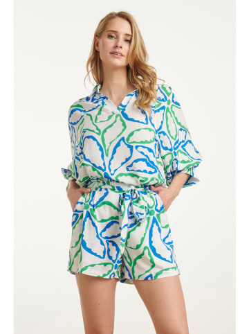 Smashed Lemon Bluse in Grün/ Hellblau/ Weiß