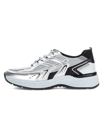 Gabor Leder-Sneakers in Schwarz/ Weiß/ Silber