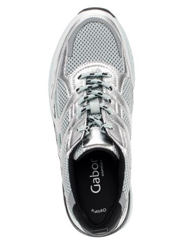 Gabor Leder-Sneakers in Schwarz/ Weiß/ Silber