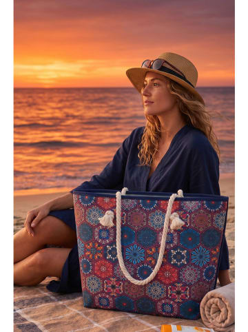 Lucky Bees Strandtas blauw - (B)56 x (H)35 x (D)15 cm