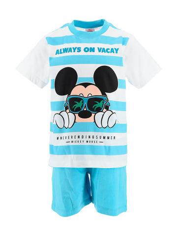 Disney Mickey Mouse Pyjama "Mickey" in Weiß/ Hellblau