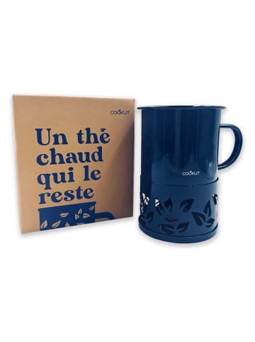 COOKUT 3tlg. Set: Tasse & Kerzenwärmer ''Sixtea'' in Dunkelblau - 330 ml