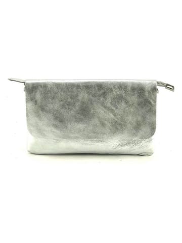 Marlon Leren schoudertas "Mini Sally" zilverkleurig - (B)25 x (H)15 x (D)1 cm