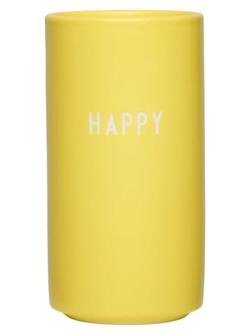 Design Letters Vaas "Happy" geel - (H)11 cm