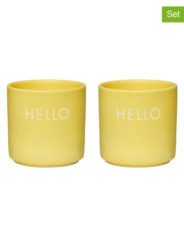 Design Letters 2-delige set: eierdoppen "Hello" geel - (H)4 cm