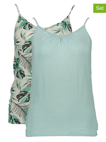 LASCANA 2-delige set: tops mintgroen/beige/meerkleurig