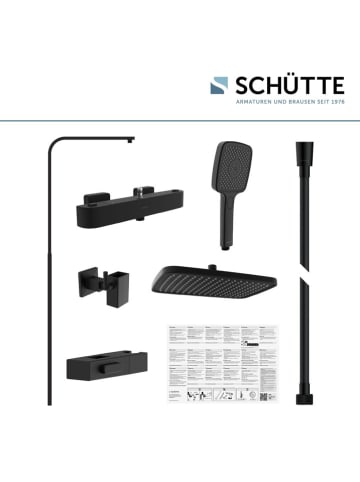 Schütte Überkopfbrause-Set mit Thermostatarmatur "Gran Canaria" in Schwarz