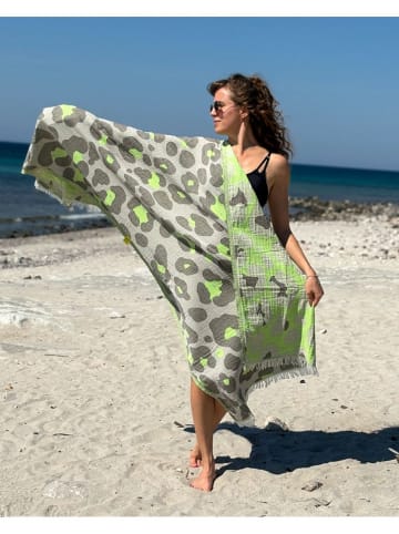 Towel to Go Strandtuch "Towel To Go - Neon Safari" in Grau/ Grün - (L)180 x (B)100 cm