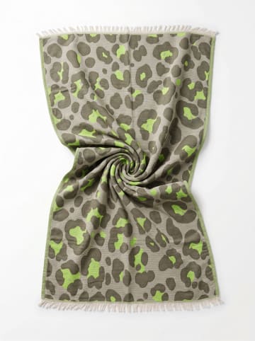 Towel to Go Strandtuch "Towel To Go - Neon Safari" in Grau/ Grün - (L)180 x (B)100 cm