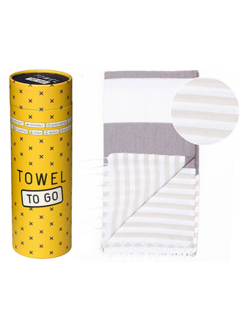 Samimi Strandtuch "Towel To Go - Marine" in Weiß/ Beige/ Braun - (L)180 x (B)100 cm