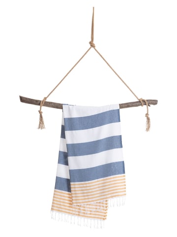 Samimi Strandtuch "Towel To Go - Marine" in Dunkelblau/ Gelb - (L)180 x (B)100 cm