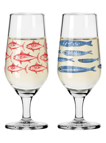 RITZENHOFF 2er-Set: Schnapsgläser "Brauchzeit" in Rot/ Blau - 55 ml