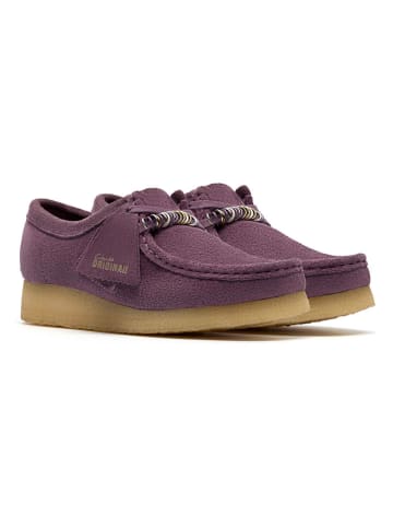 Clarks Leder-Schnürschuhe "Wallabee" in Lila