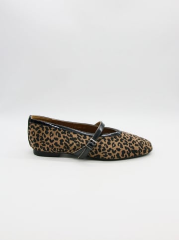 Bellucci Spangenballerinas in Camel/ Schwarz