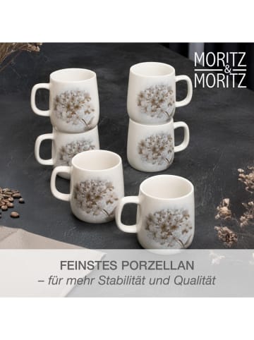 Moritz & Moritz 6-delige set: koffiekoppen "Blossom" grijs/wit - 300 ml