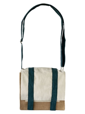 Pebbly Lunchtasche in Creme/ Beige/ Türkis - (B)26 x (H)22 x (T)12 cm