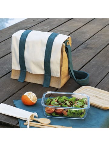 Pebbly Lunchtasche in Creme/ Beige/ Türkis - (B)26 x (H)22 x (T)12 cm