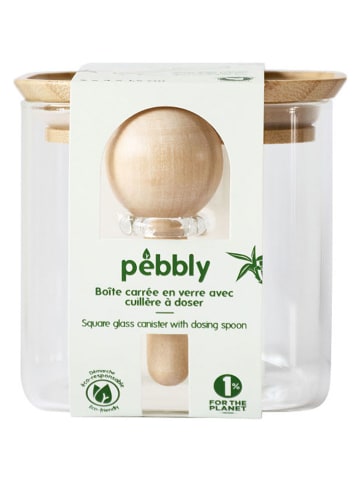 Pebbly 2tlg. Set: Vorratsglas in Transparent/ Hellbraun - 800 ml