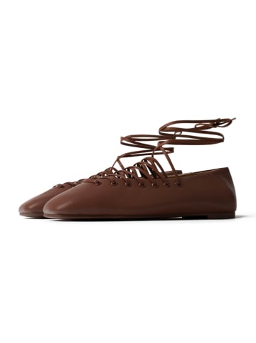 l37 Leren ballerina's bruin