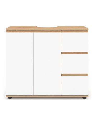 IDOMYA Factory Wasbakkast ''Tom'' wit/lichtbruin - (B)70 x (H)60 x (D)30 cm