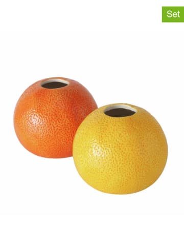 Boltze 2er-Set: Vasen "Orange" in Orange/ Gelb - (H)9,4 x Ø 11,5 cm