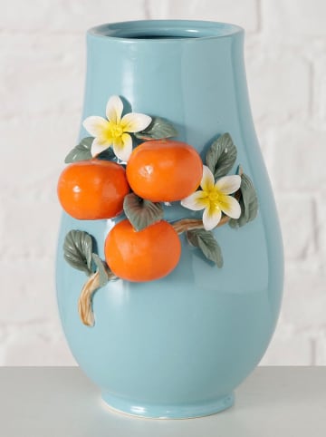 Boltze Vase "Orange" in Hellblau/ Orange - (B)14 x (H)19 x (T)11,5 cm