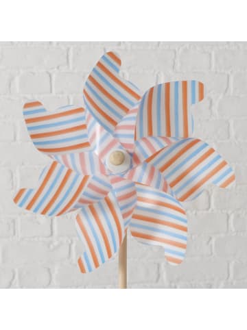 Boltze 2-delige set: Windräder "Azzurro" oranje/lichtblauw/wit - (H)75 cm