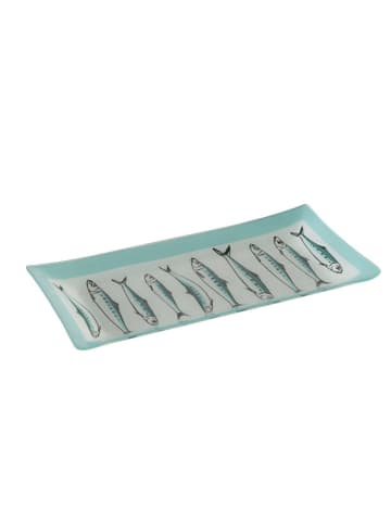 Boltze Servierplatte "Sardine" in Hellblau/ Weiß - (B)30 x (H)15 x (T)2 cm 