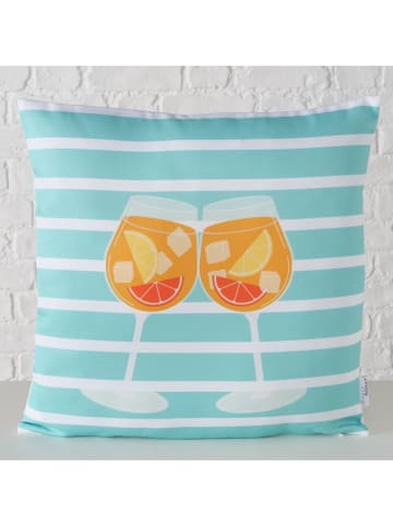 Boltze Kissen "Summer Spritz" in Hellblau/ Orange - (L)45 x (B)45 cm