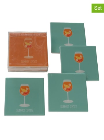 Boltze 2er-Set: Untersetzter "Summer Spritz" in Orange/ Hellblau - 2x 4 Stück