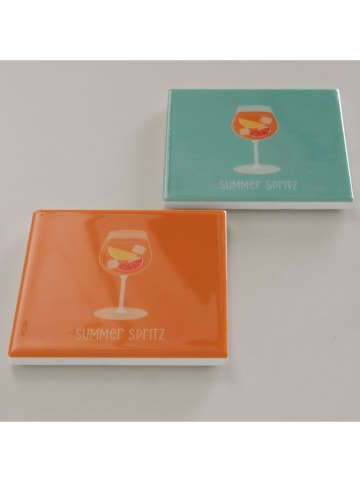Boltze 2-delige set: onderzetters "Summer Spritz" oranje/lichtblauw - 2x 4 stuks