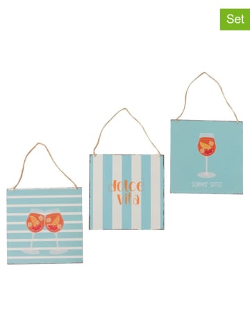 Boltze Szyldy (3 szt.) "Summer Spritz" w kolorze błękitno-pomarańczowym - 20 x 20 cm