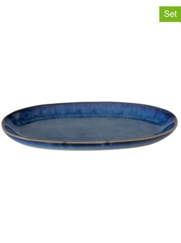 Boltze 2er-Set: Servierplatten "Bleu" in Dunkelblau - (B)19 x (H)9 x (T)2 cm 