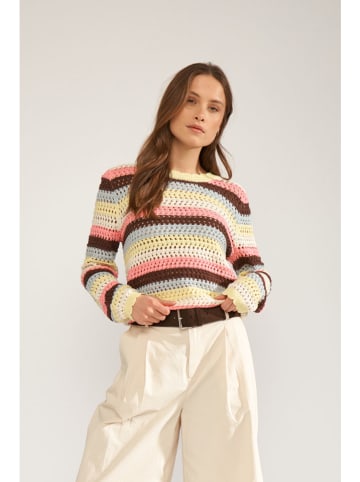 NÜMPH Sweter "Molina" w kolorze żółto-różowo-brązowym
