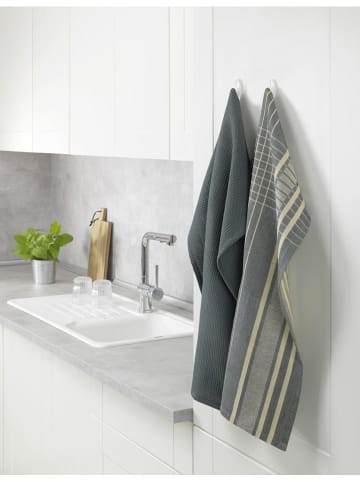 Wenko 2-delige set: theedoeken grijs/crème - (L)65 x (B)45 cm