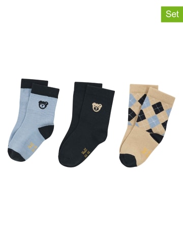 Steiff 3er-Set: Socken in Dunkelblau/ Beige/ Hellblau